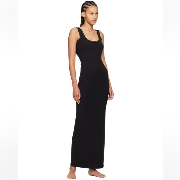 SKIMS Black Soft Lounge Lace Scoop Neck Maxi Dress - Picture 10 of 12
